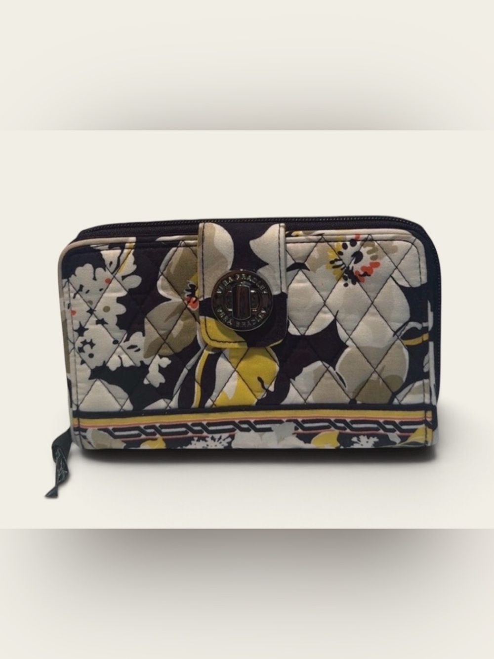 Vera Bradley Black and Yellow Floral Quilted Wallet